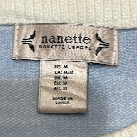 Nanette Lepore Blue Cream Plaid Button Up Cardigan Sz M NWT - Picture 5 of 12